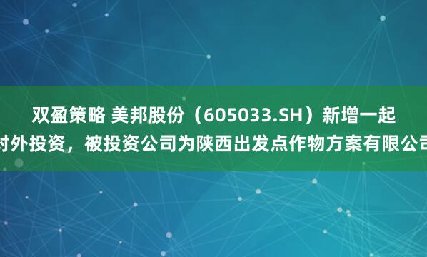 双盈策略 美邦股份（605033.SH）新增一起对外投资，被投资公司为陕西出发点作物方案有限公司