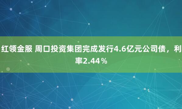 红领金服 周口投资集团完成发行4.6亿元公司债，利率2.44％