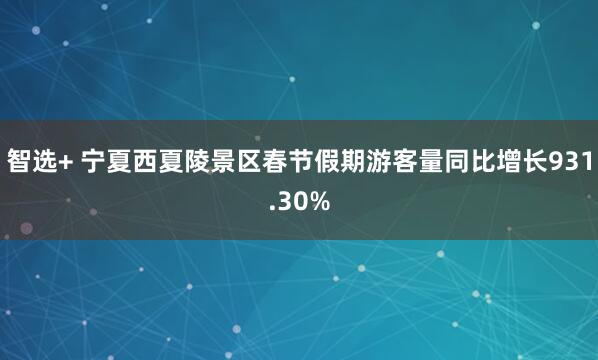 智选+ 宁夏西夏陵景区春节假期游客量同比增长931.30%
