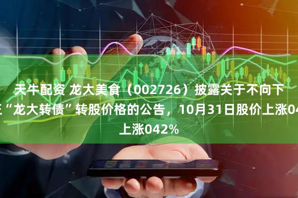 天牛配资 龙大美食（002726）披露关于不向下修正“龙大转债”转股价格的公告，10月31日股价上涨042%